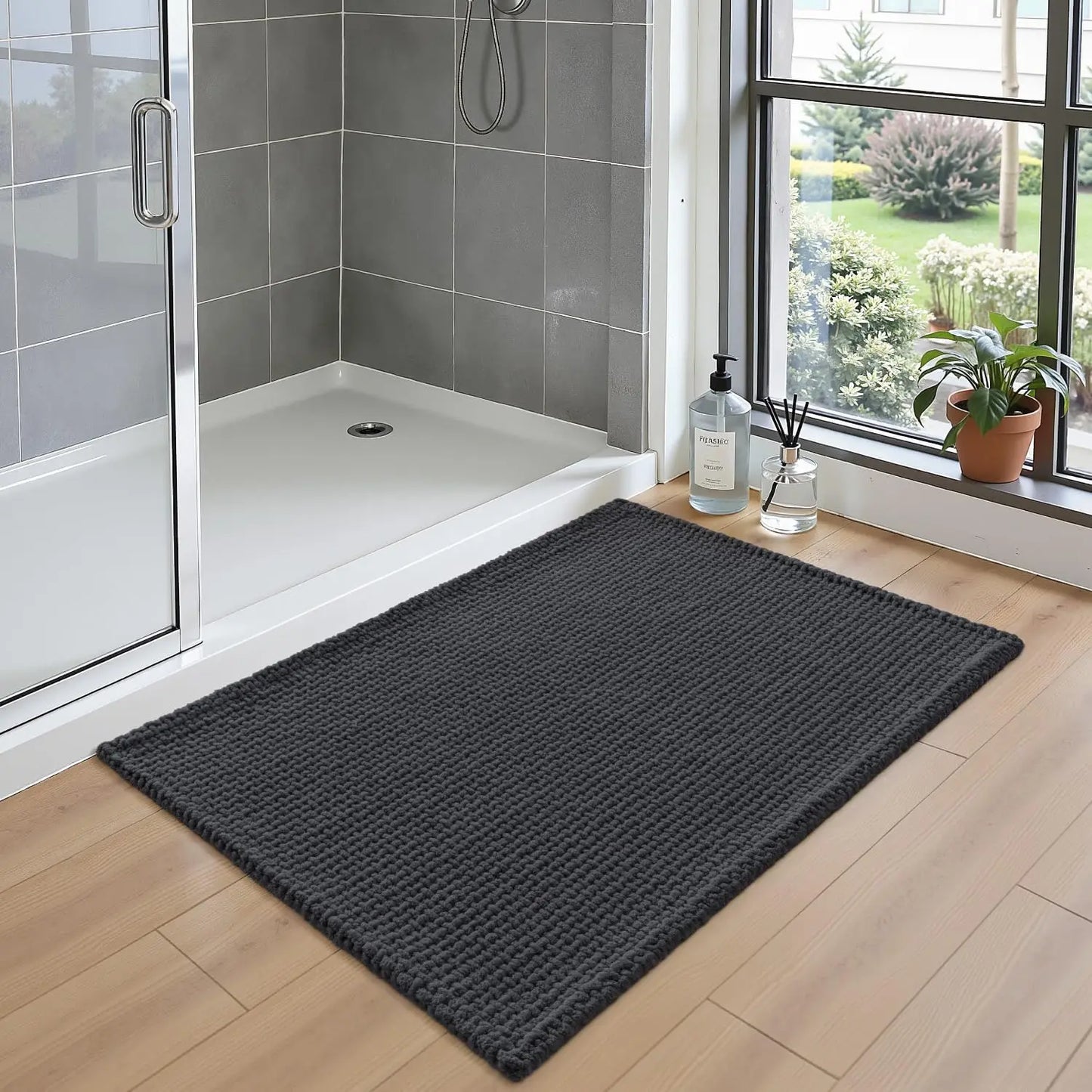 Bathroom Rugs 24x36, Non Slip Washable Bath Mat, Absorbent Chenille Bathmat, Ultra Soft Thick Carpet for Tub Shower Flo