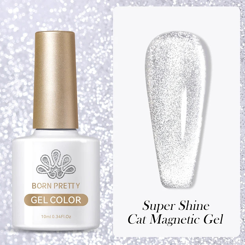 BORN PRETTY 10ml Rainbow Auroras Cat Magnetic Gel Nail Polish Holographics Nail Gel for Manicure Design Varnis Semi Permanent