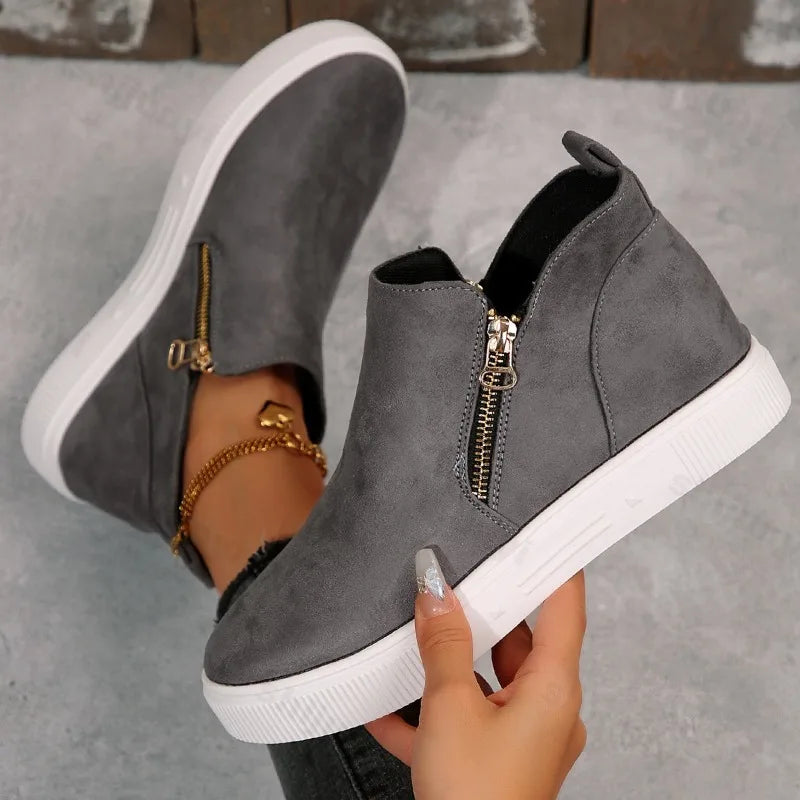 Large Size Women High Help Shoes 2025 Autumn Winter New Comfortable Fashion Non Slip Flats Outdoor Height Increase Casual Shoes