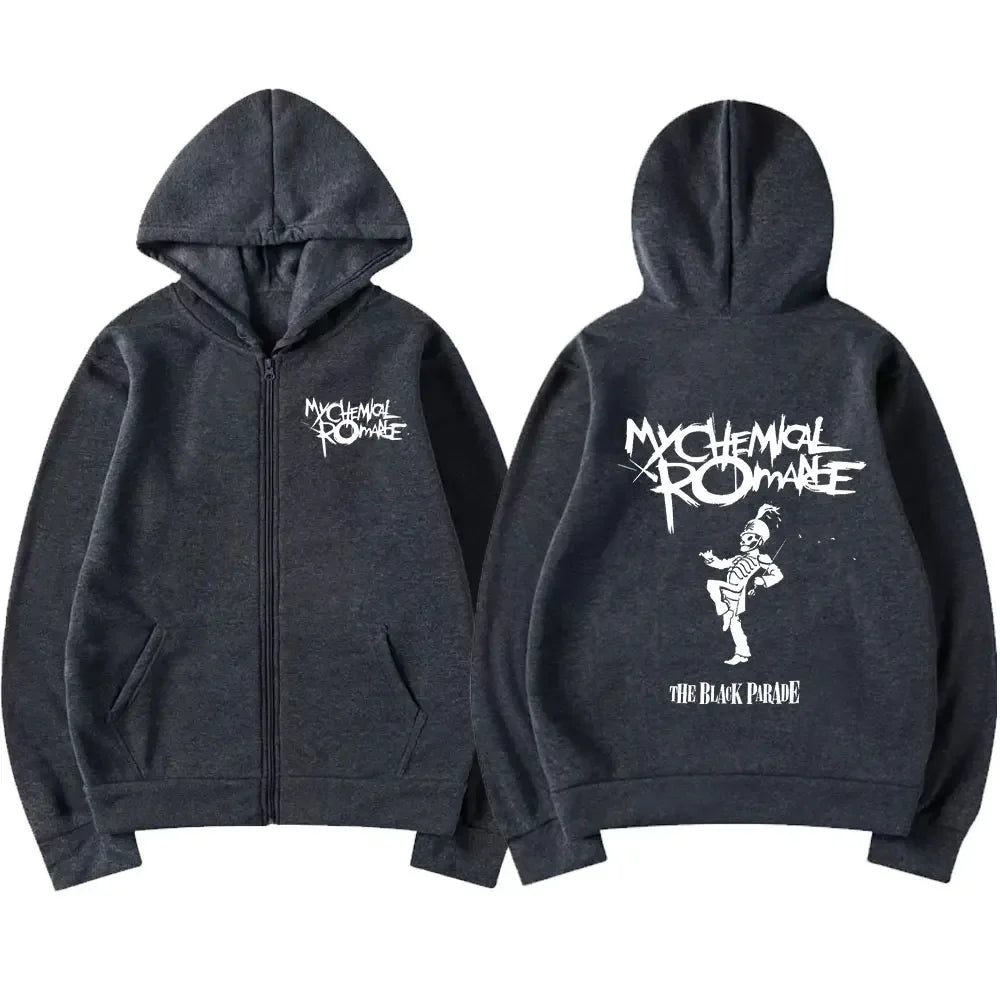My Romantic Band (MCR) Reaper Zipper Hoodie Black Parade Punk Emotion Rock Zipper Hoodie Men's Fashion Retro Hip Hop Hoodie
