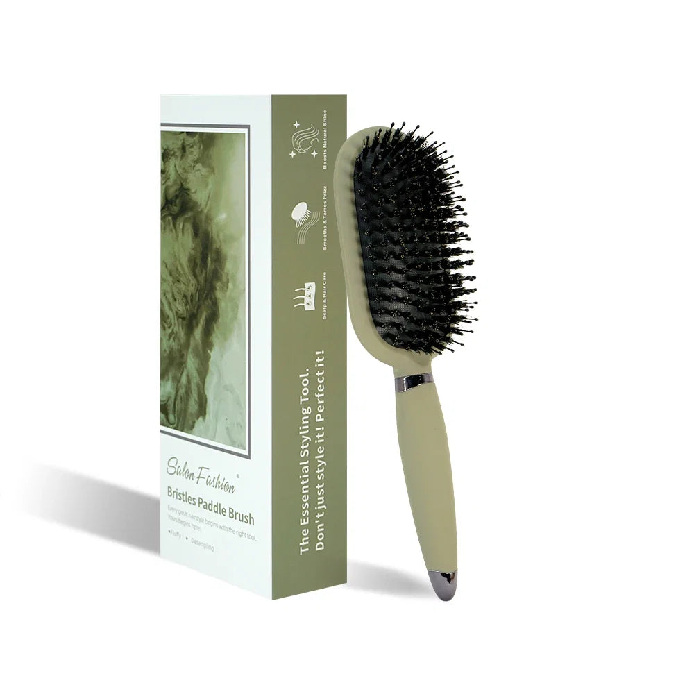 1PC Boar Bristle Detangling Hair Comb Hollow Out Hair Brush Anti-Static Scalp Massage Hairbrush Salon Styling Tools For Gifting
