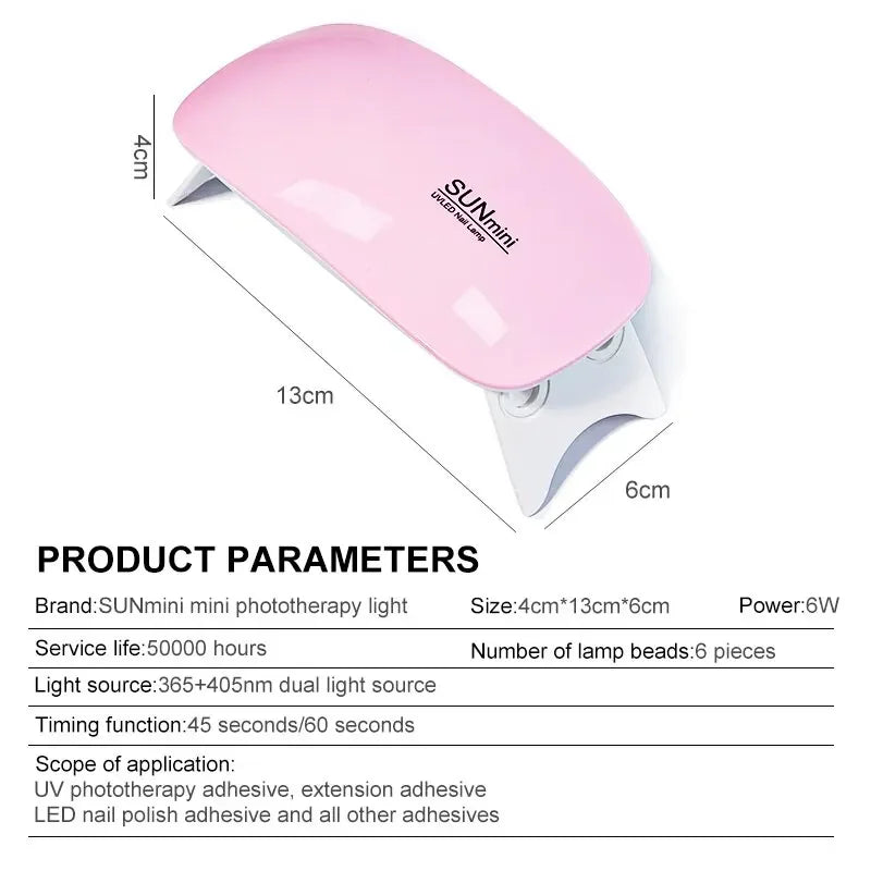 New 6W Mini Nail Dryer Machine Portable 6 LED UV Manicure Lamp Home Use Nail Lamp For Drying Polish Varnish With USB Cable