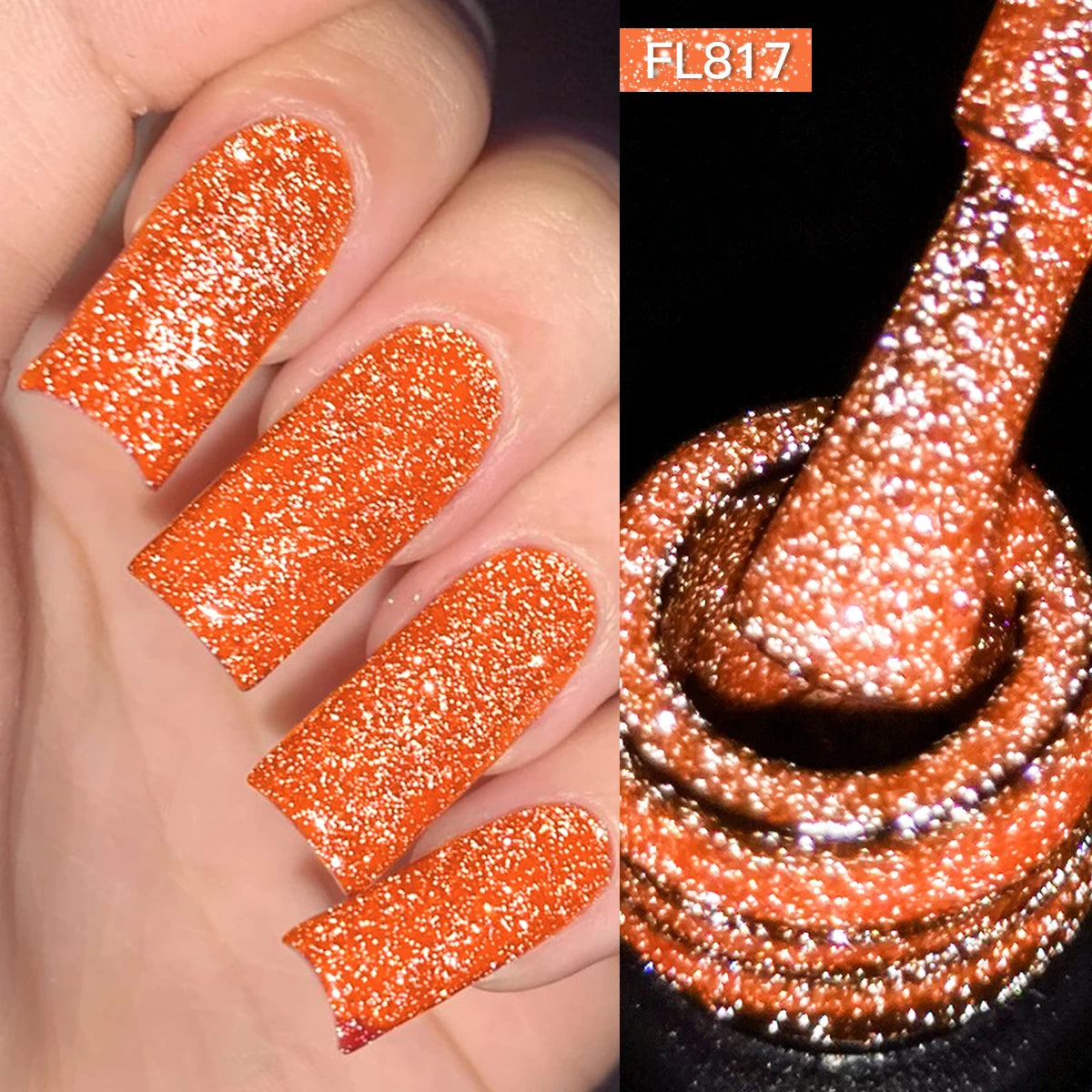 FOUR LILY 10m Pink Fluorescent Reflective Gel Nail Polish Glitter Neon Semi Permanent UV LED Gel Nail Art Varnish Manicure