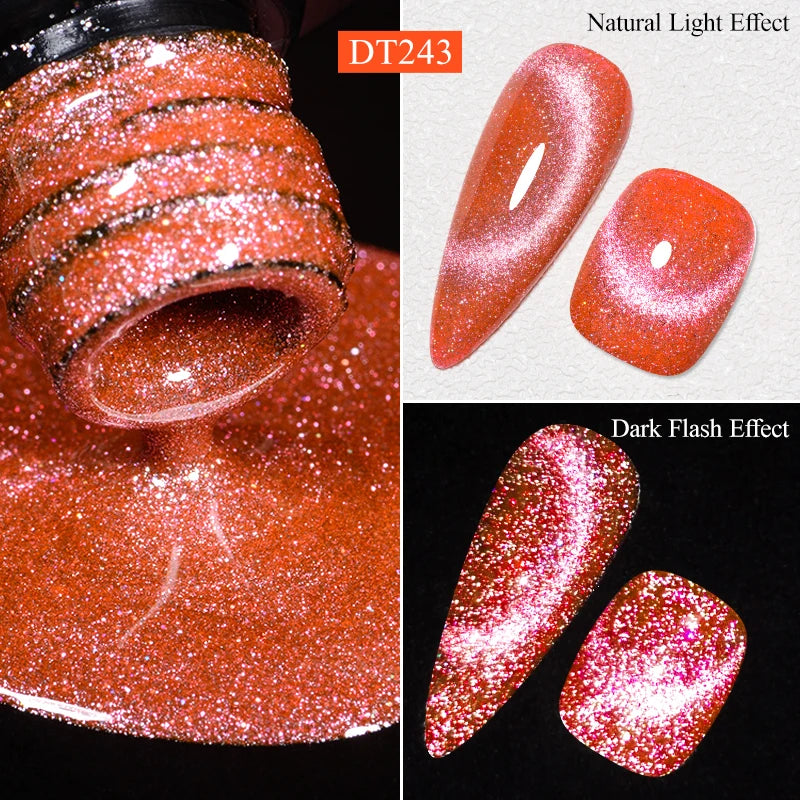 MEET ACROSS 7ml Reflective Glitter Gel Nail Polish Glitter Reflective Effect Semi Permanent UV LED Nail Art Gel Varnish Manicure
