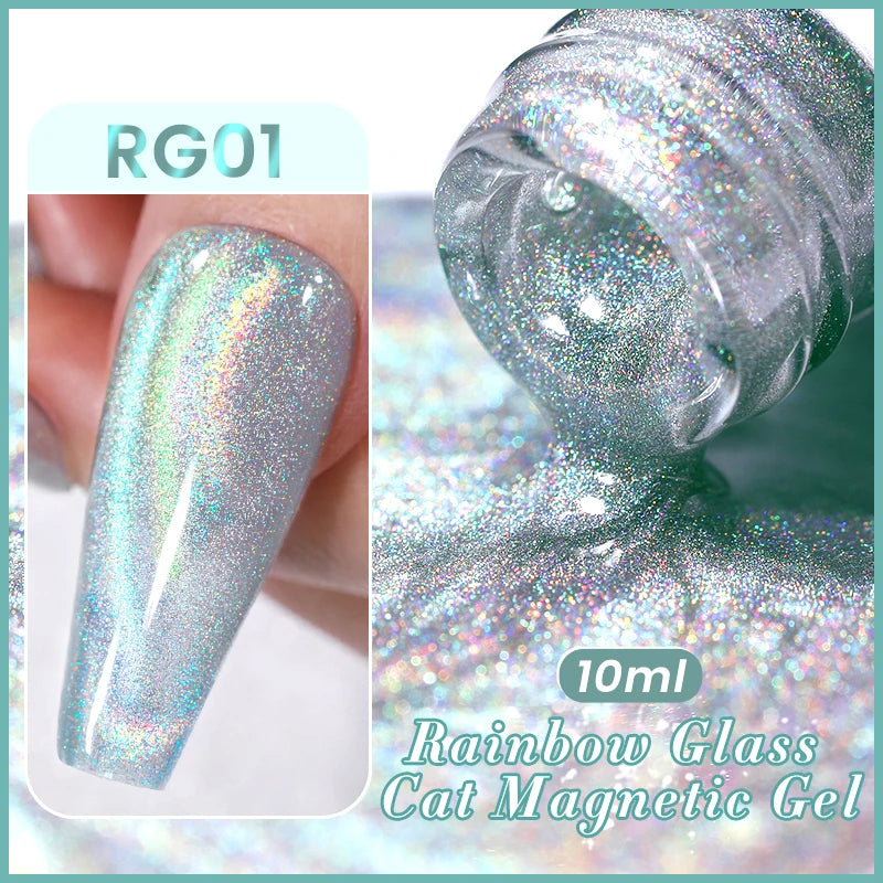 BORN PRETTY 10ml Rainbow Auroras Cat Magnetic Gel Nail Polish Holographics Nail Gel for Manicure Design Varnis Semi Permanent