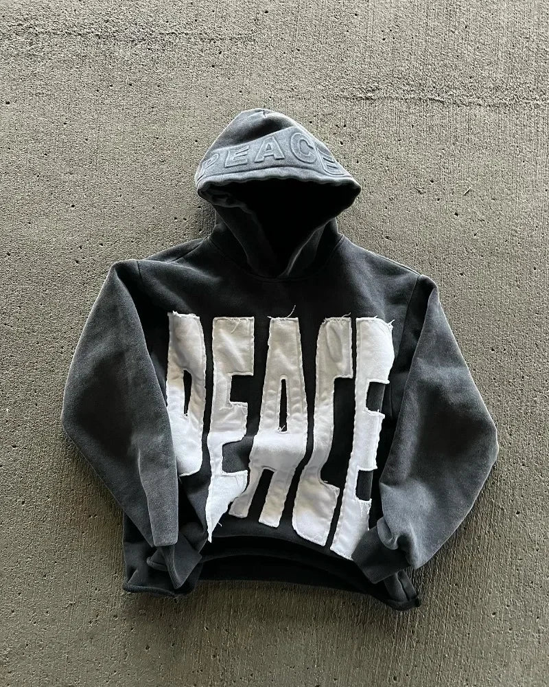 2024 High Street Trend Vintage Alphabet Embroidery Hoodie for Men Y2k Goth Harajuku Fashion Coat Couple Casual Loose Sweatshirt