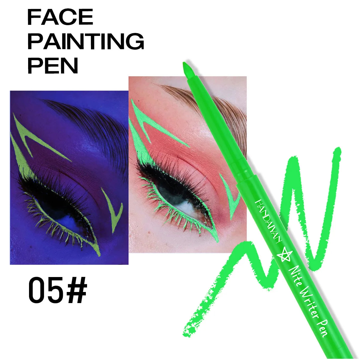 Fluorescent UV Light Neon Eyeliner Pen Waterproof Yellow Purple Orange Color Gel Eye Liner Pencil Eyes Make Up Cosmetics Tool