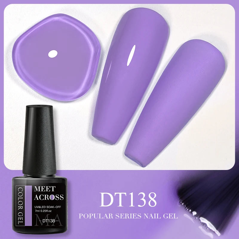 MEET ACROSS 7ml Reflective Glitter Gel Nail Polish Glitter Reflective Effect Semi Permanent UV LED Nail Art Gel Varnish Manicure