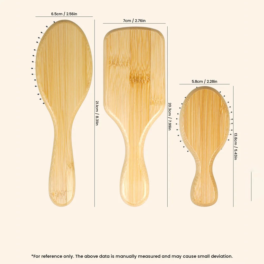 Bamboo Hair Brush Wooden Handle with Boar Bristles for Gentle Hair Combing Detangling and Scalp Massage