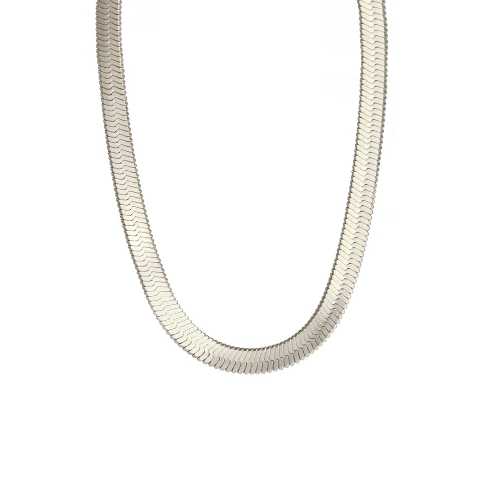HIPEE Classic Stainless Steel Flat Snake Bone Chain Necklace Gold Waterproof Herringbone Snake Chain for Men Women Jewelry Gift