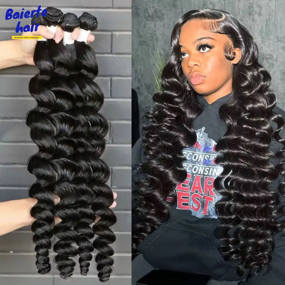 Loose Wave 36 38 40 Inch Long Indian Raw Human Hair Bundles 1/3/4 PCS Human Hair Extensions Natural Black Remy Hair Weave Bundle