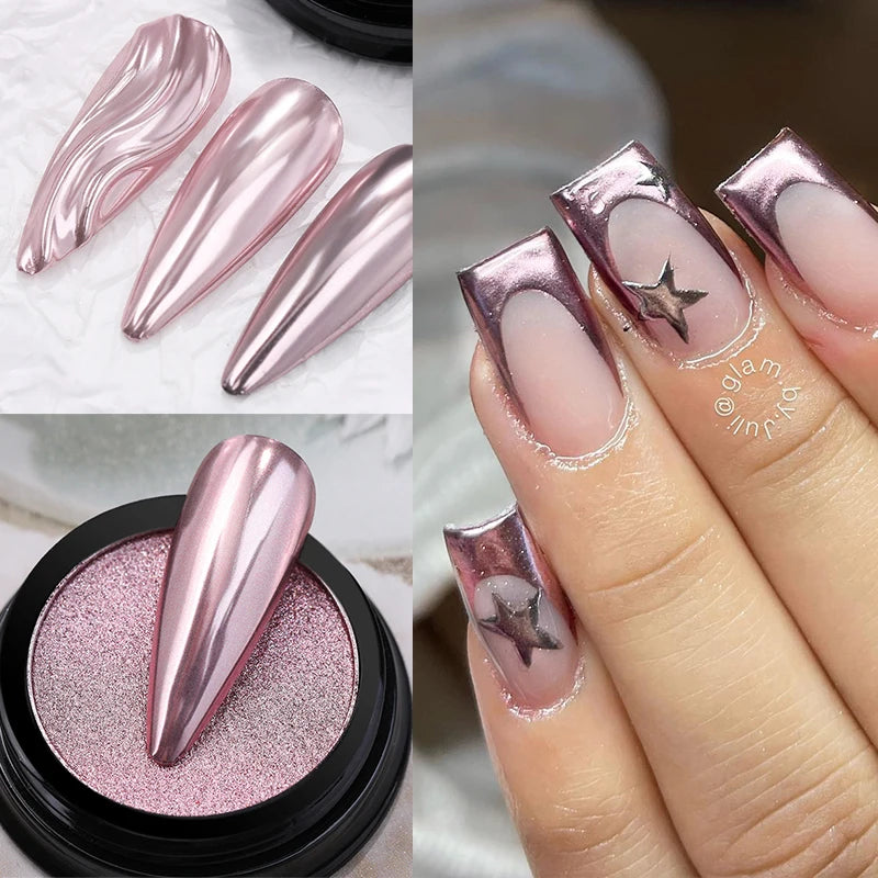 1Box Moonlight Nail Powder Silver Fine Glitter Metallic Effect Pigment UV Gel Polish Dust Aurora Nail Decorations