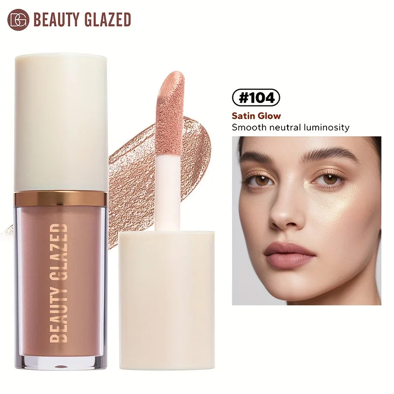 BEAUTY GLAZED 6 Colors Liquid Highlighter, Shimmering Metallic Finish, Waterproof & Sweat-Resistant, Long-Lasting Moisturizing Lip Glaze