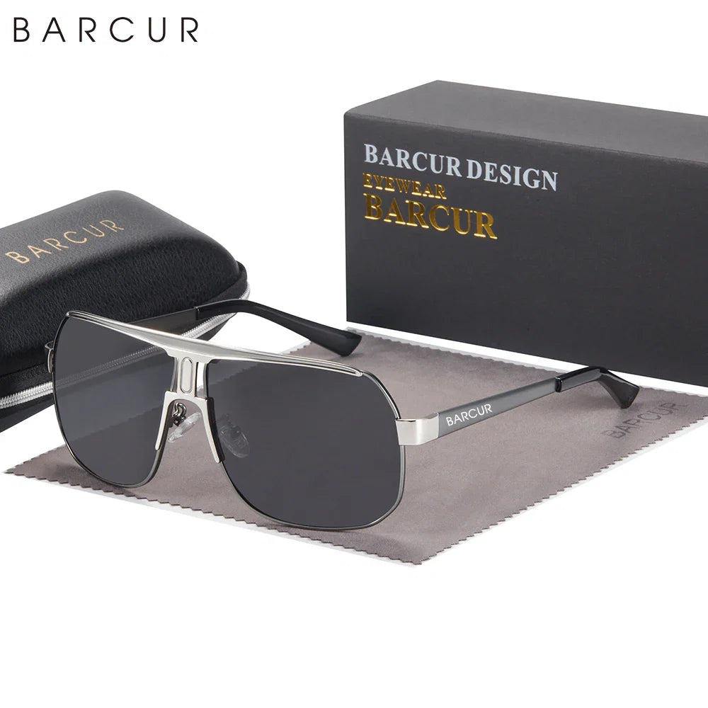 BARCUR Polarized Sunglasses for Men – Trendy UV400 Gradient Lens Oval Comfortable Frame Sports Driving Hiking Fishing Outdoor Fashion Eyewear with Durable Stainless Steel Frame – Casual Apparel Accessory Gift for Him