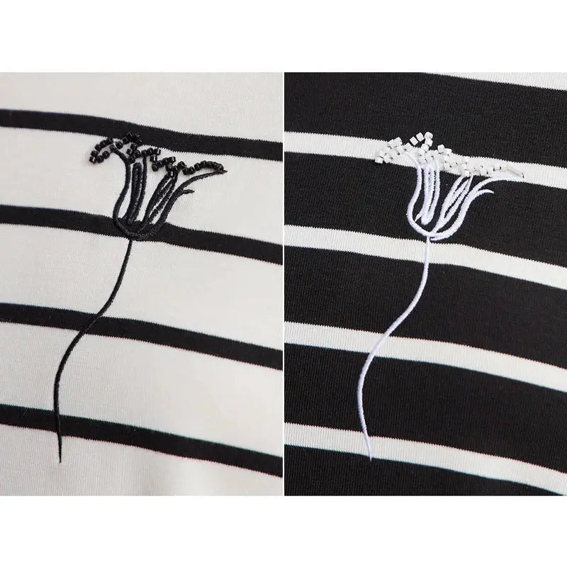 Women's Striped Long-Sleeve Knit T-Shirt