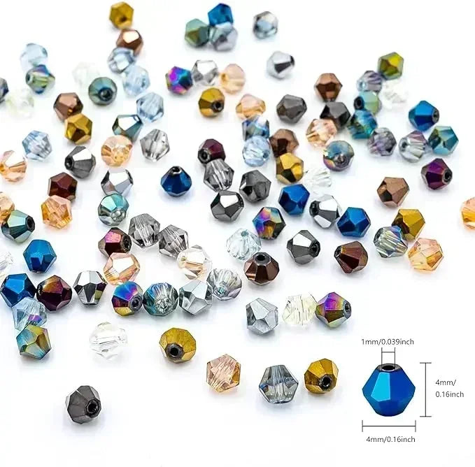 100pcs Multicolor Crystal Bicone Shaped Beads Loose Spacer Glass Beads for Jewelry Making Bracelet Necklace Earring Accessories