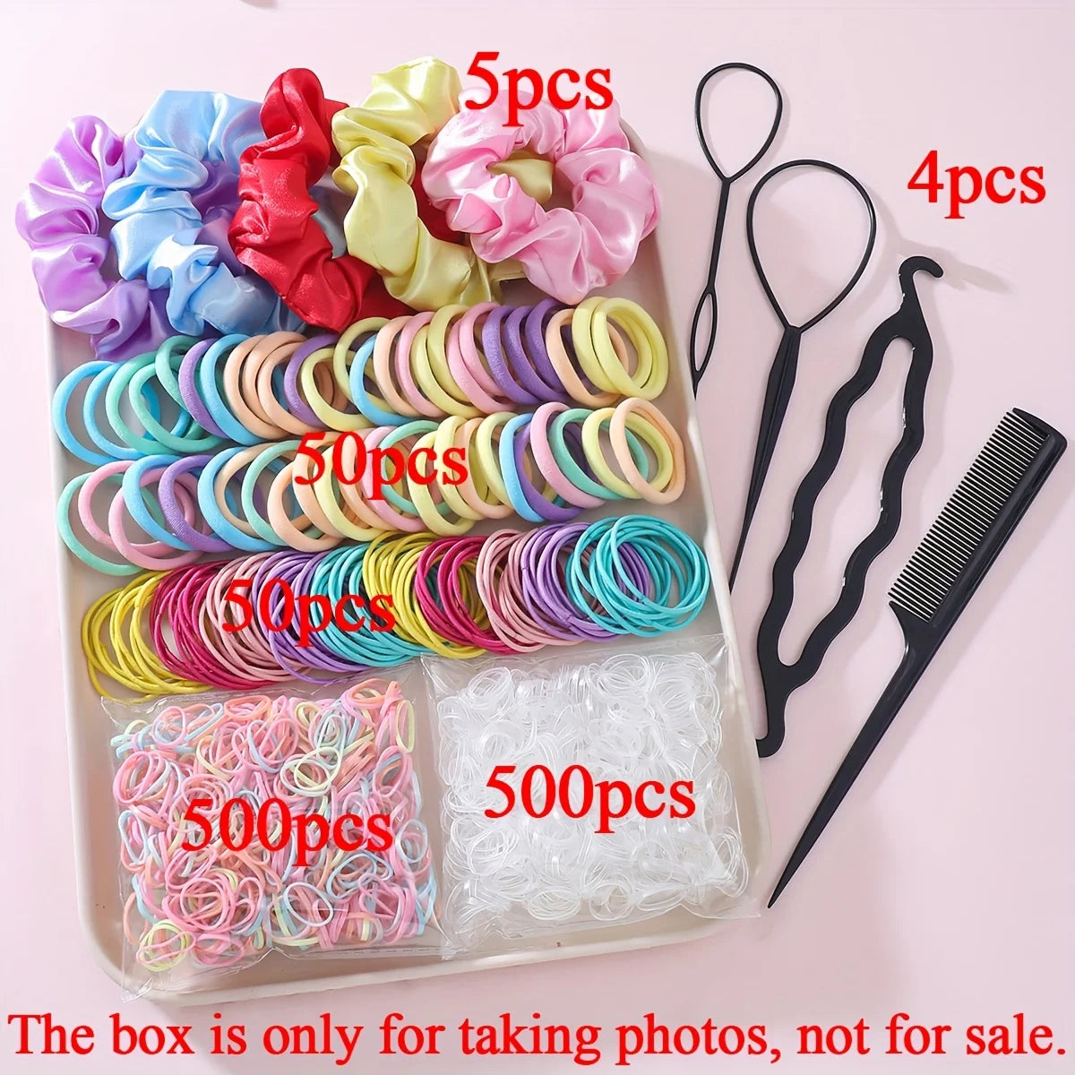 1109pcs Women Dark Hair Accessories Set Elastic Seamless Ponytail Scrunchies Small Rubber Bands Fashion Hair Ties Headbands