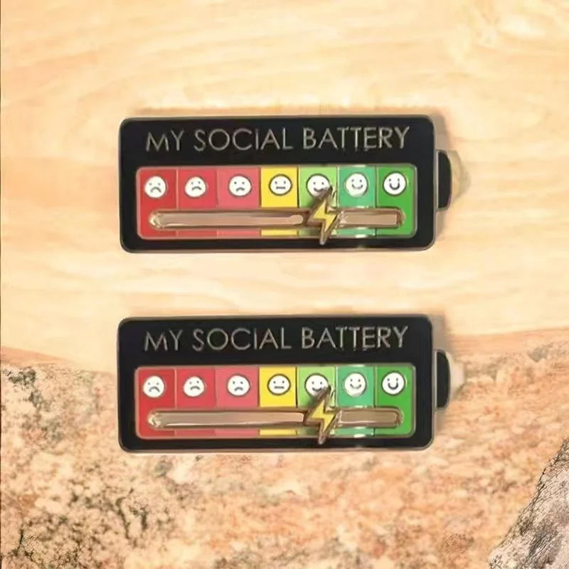 Mood Conversion Energy Brooch Can Slide My Social Energy Badge Expression Badge Men Women Pins for Backpacks Badges Metal Pines