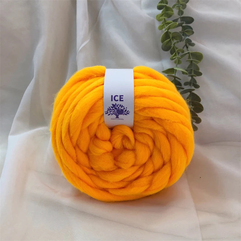 100g Giant Chunky Knitting Yarn - Icelandic Roving Imitation-Wool Super Soft for Arm Knit Crochet DIY Sweater Scarf Hat Projects