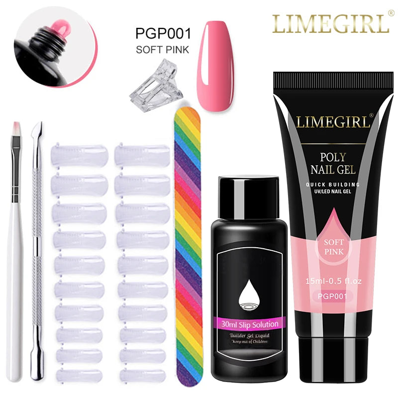 Limegirl Poly Nail UV Gel Set for Nails Quick Extension Building Soak Off UV Polys Nail Gel Kit Manicure Art  Decoration Tools