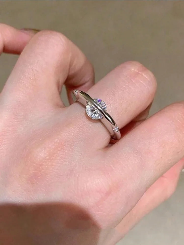 925 Sterling Silver Fashion Planet Around Advanced White Zircon Ring For Women Wedding Party Daily High Quality Fine Jewelry