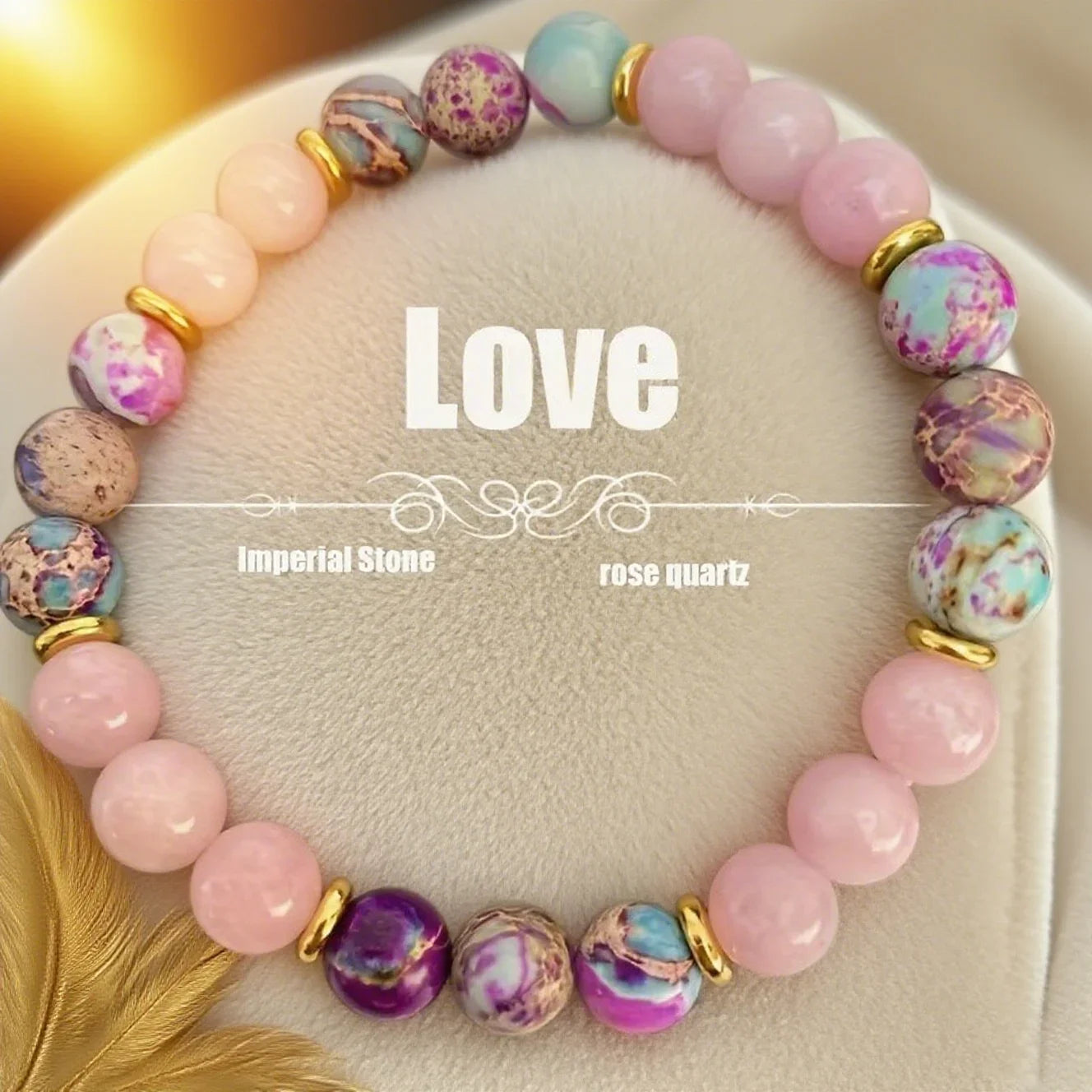 Colorful Imperial Jasper Rose Quartz Beaded Bracelet