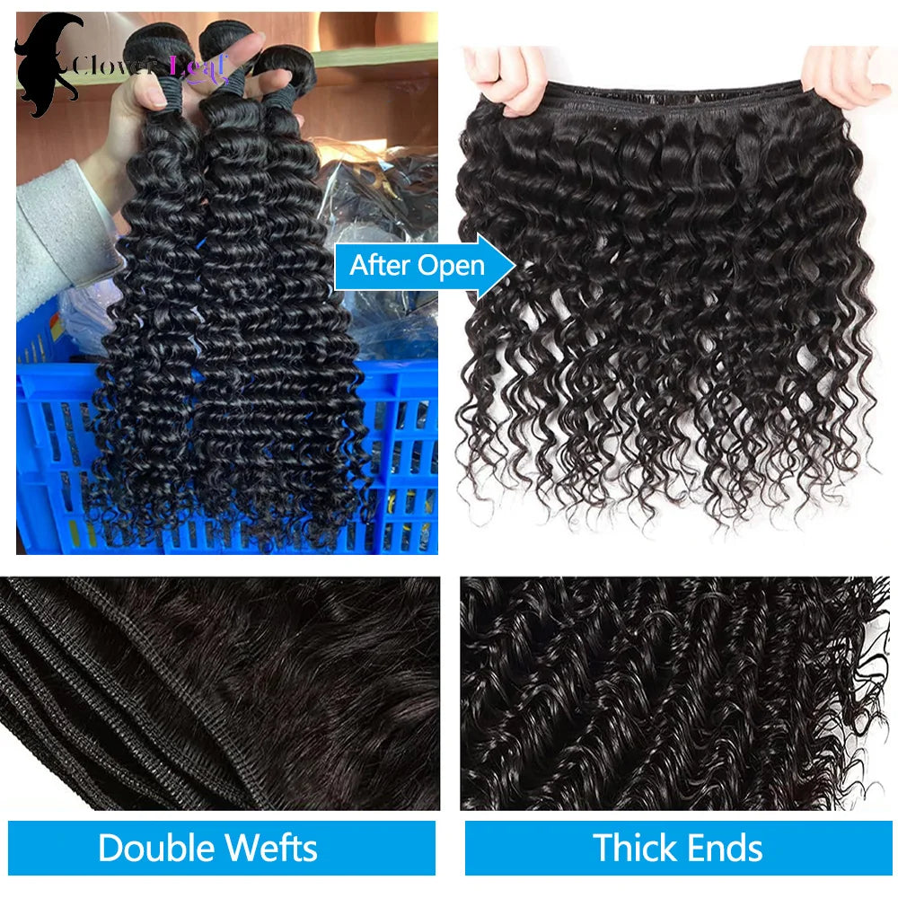 12A Deep Wave Bundles Human Hair Brazilian Remy 30 32 Inch Raw Curly Hair Bundles 100% Human Hair Extensions human hair Bundles