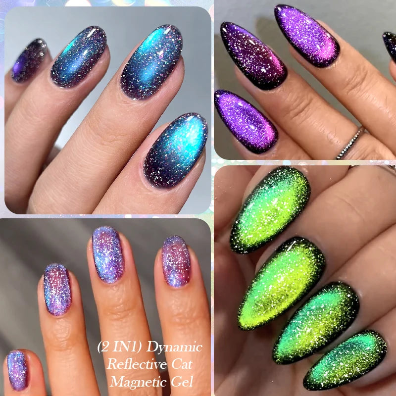 LILYCUTE 7ml Reflective Glitter Cat Magnetic Gel Nail Polish Semi permanent Soak Off UV LED Varnish Nail Supplies