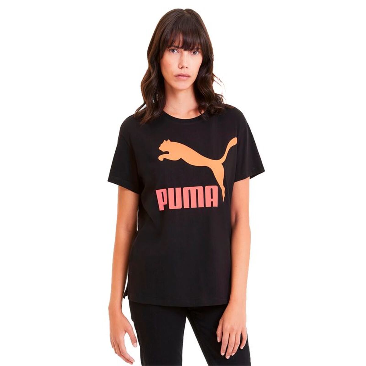 Women’s Short Sleeve T-Shirt Puma Puma Classics Logo Tee Black-3