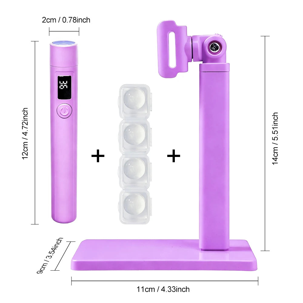Mini Professional Nail Art UV LED Light  Rechargeable Display Portable Nail Dryer LED Light Support Base for Nail Art Removable