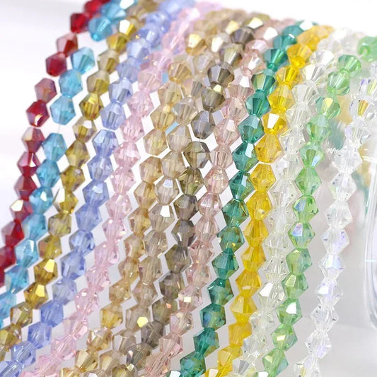 100PCS Bicone Crystal Glass Bead Colorful Loose Spacer Glass Bead for Jewelry Making DIY Necklace Earrings Bracelets Accessories