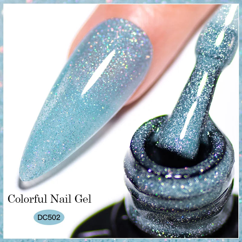 7ml Glitter Reflective Gel Nail Polish Sparkling Soak Off UV LED Gold Silver Black Pink Gel Polish Starter Kit For Home Salon