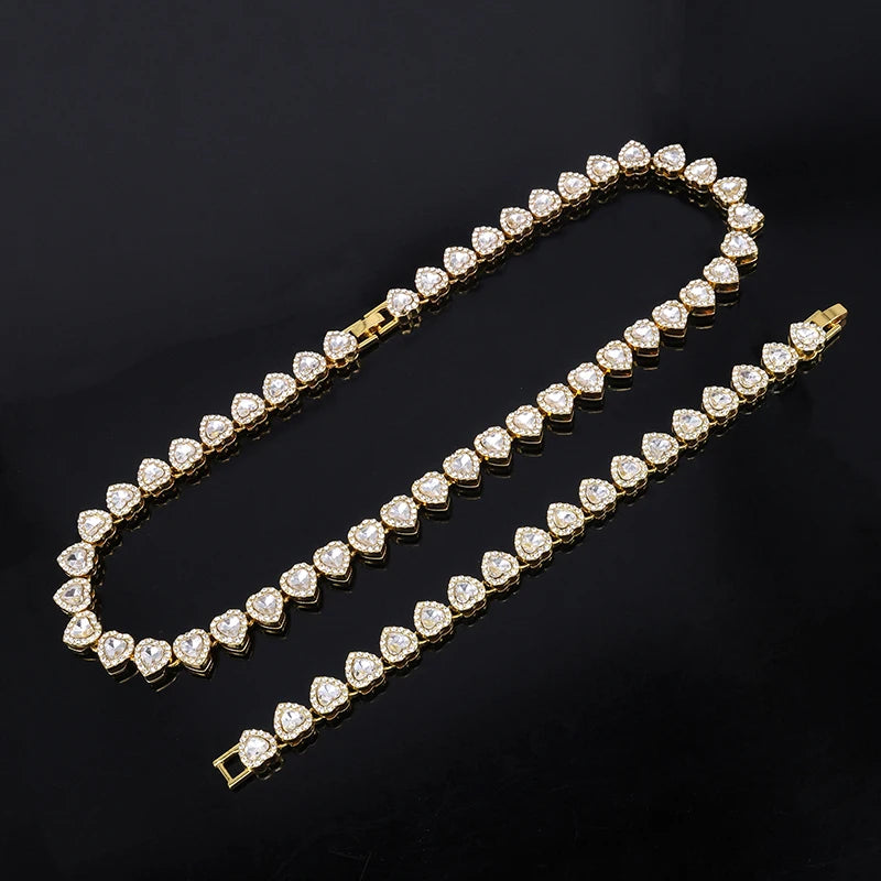 Luxurious And Exquisite Heart-shaped Diamond-set Stainless Steel Necklace For Everyday Matching Fashionable Jewelry