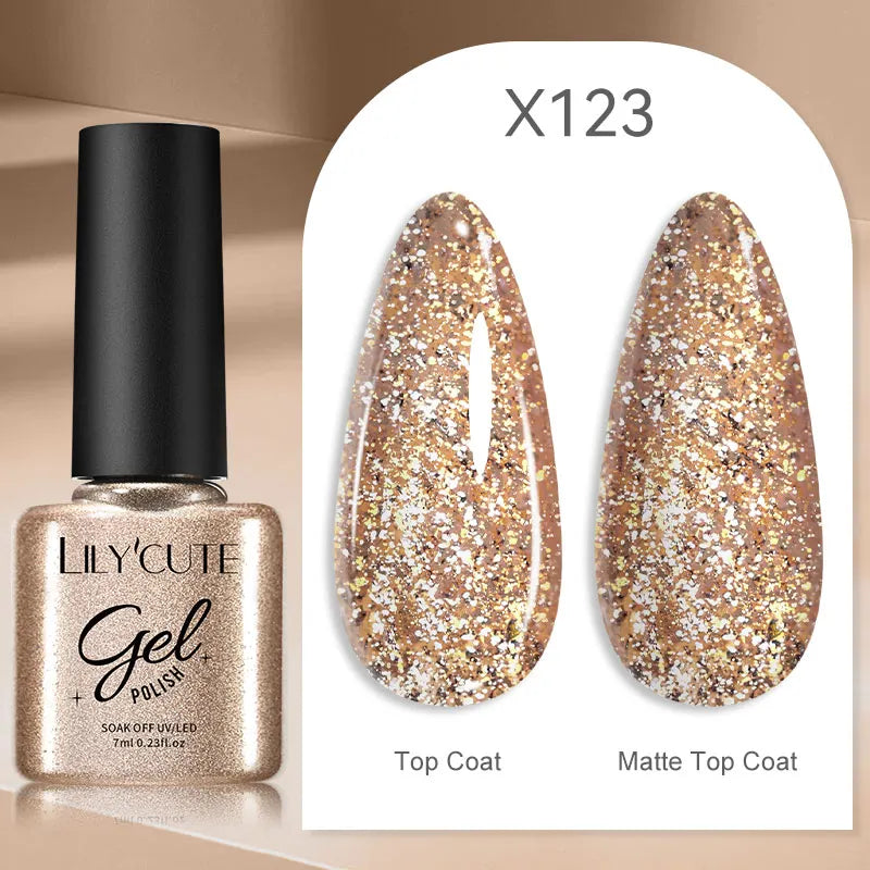 LILYCUTE 7ml Neon Reflective Nail Gel Polish Dark Flash Glitter Effect Fluorescent Gel Soak Off UV Gel Summer Nail Art Varnish