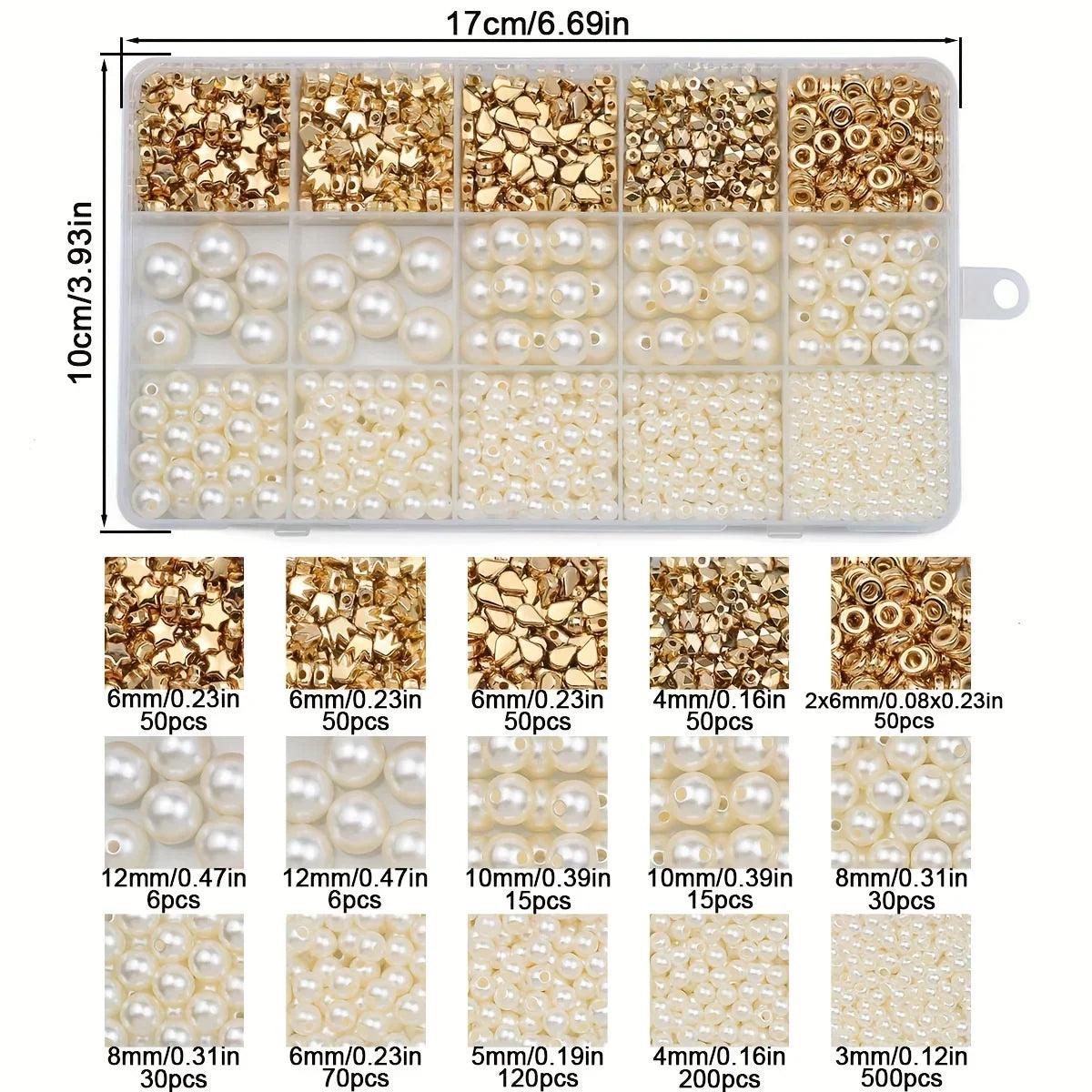 1240PCS 10x17mm CCB Imitation Pearl Acrylic Spacer Beads – DIY Jewelry Making Kit for Bracelets, Necklaces & Craft Accessories
