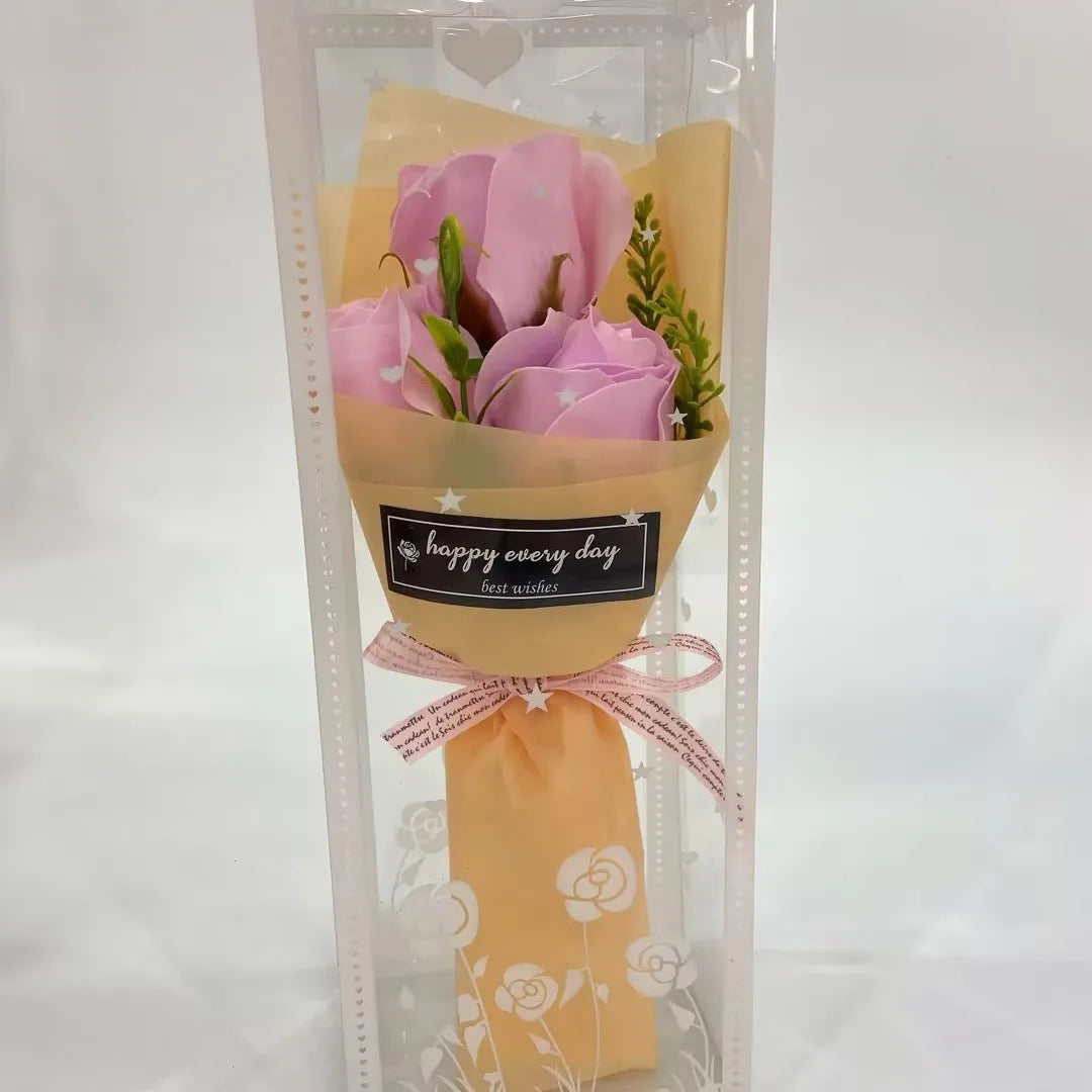 3 Heads Artificial Rose Bouquet Hand Holding Pink Flowers Valentine's Day Gift Wedding Bride Decoration Artificial Flowers