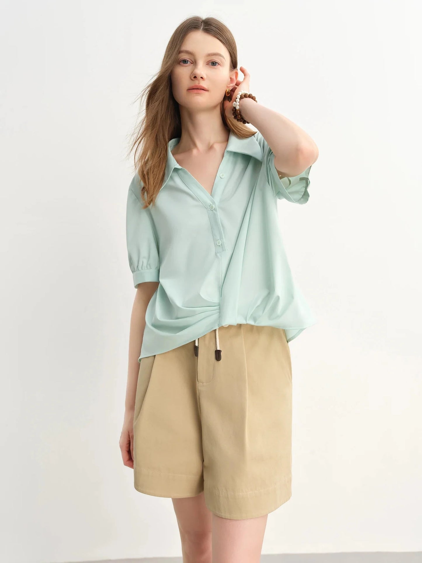 Plus Size Women’s Asymmetrical Pleated Shirt Stylish Blouse