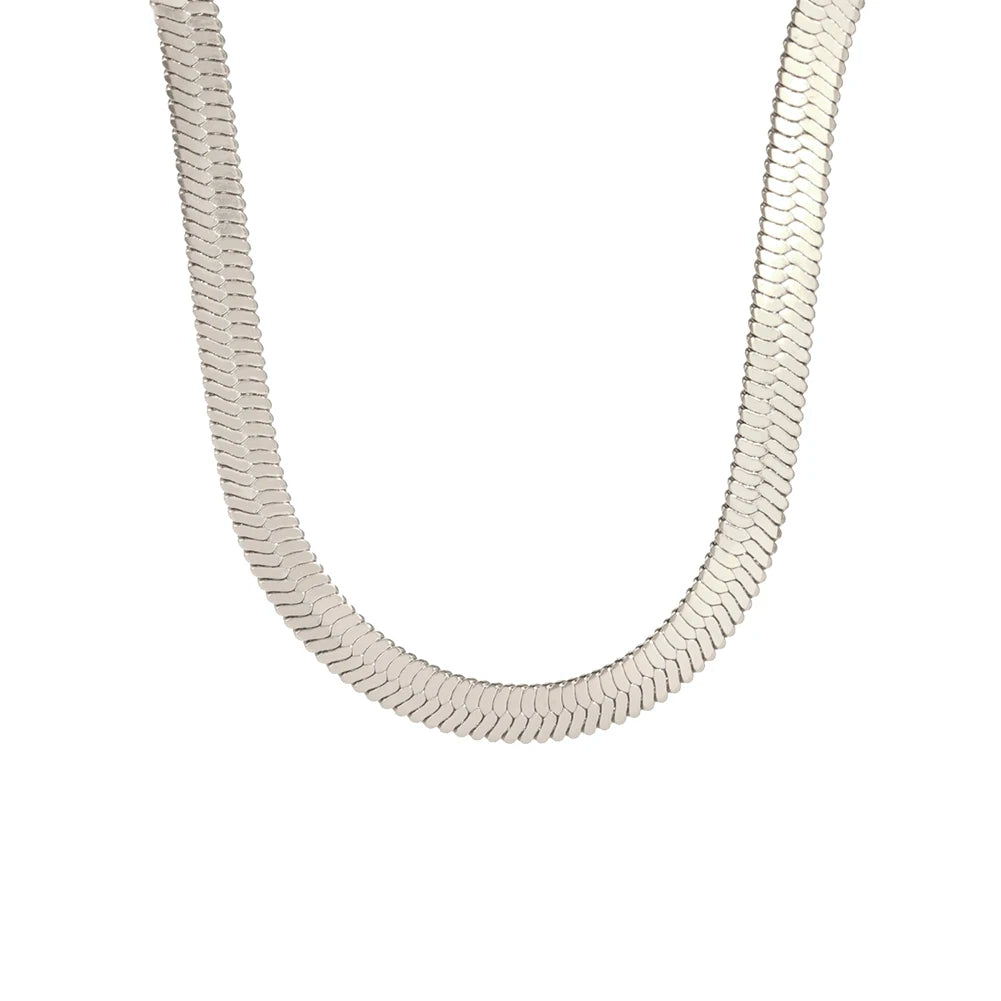 HIPEE Classic Stainless Steel Flat Snake Bone Chain Necklace Gold Waterproof Herringbone Snake Chain for Men Women Jewelry Gift