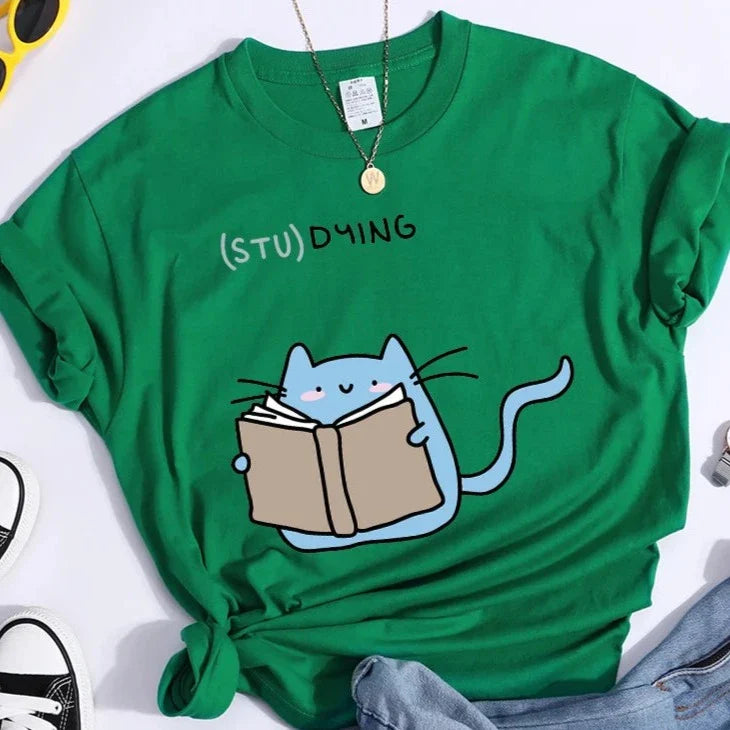 Cat (STU)DYING Graphic T-Shirt