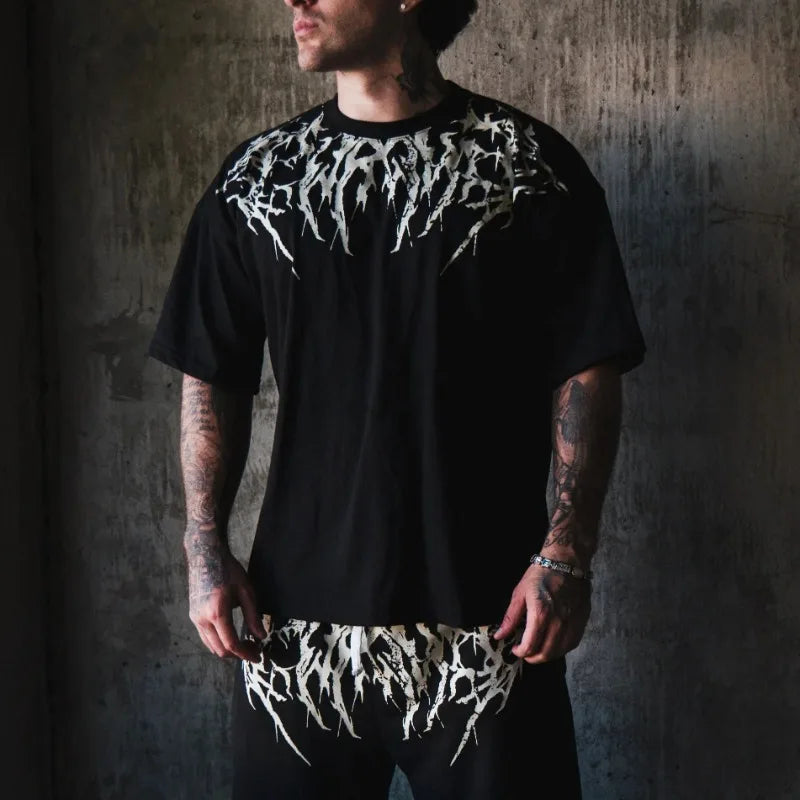 High Street Cotton Gym T Shirt Spider Web Flame Graphic Unisex Workout Top Moisture Wicking Best Seller Street Fashion Trend