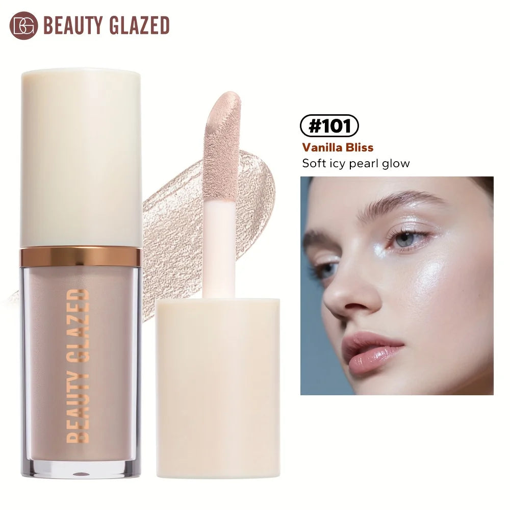 BEAUTY GLAZED 6 Colors Liquid Highlighter, Shimmering Metallic Finish, Waterproof & Sweat-Resistant, Long-Lasting Moisturizing Lip Glaze