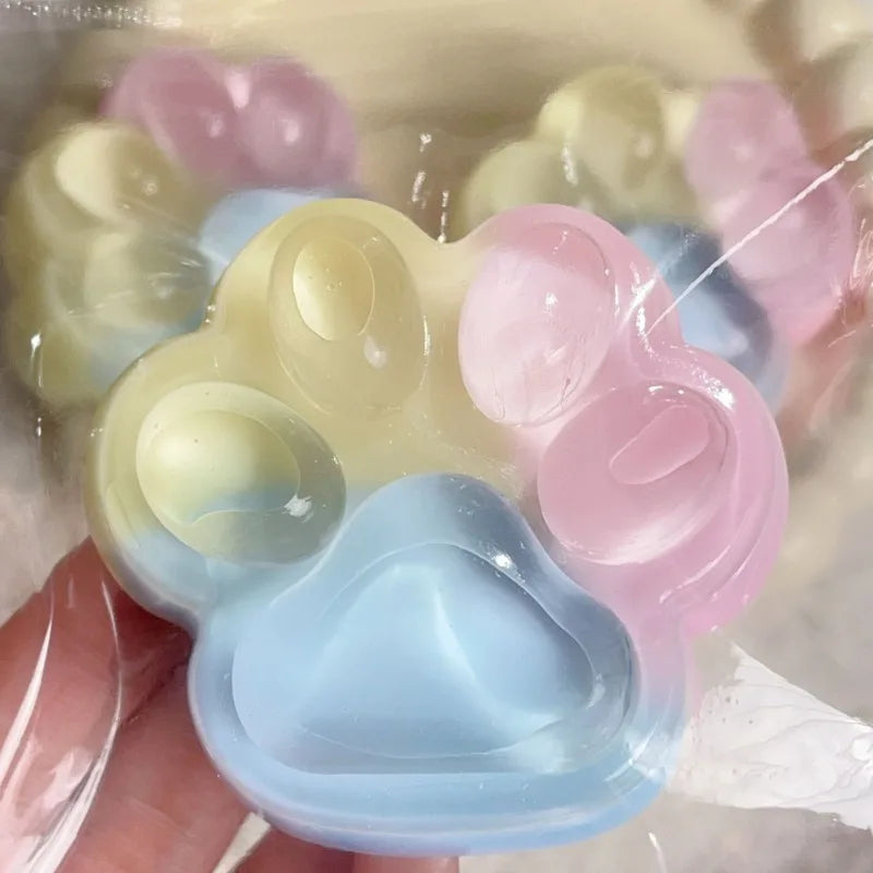 Rainbow Cat Paw Squishy Toy | Three Color Slow Rebound Stress Relief Fidget Toy