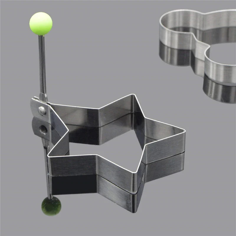5pcs Egg Mold Ring Stainless Steel Round/Heart/Flower/Five-Pointed Star and Mickey Mouse Shaped Egg Mold Ring Kitchen Utensil
