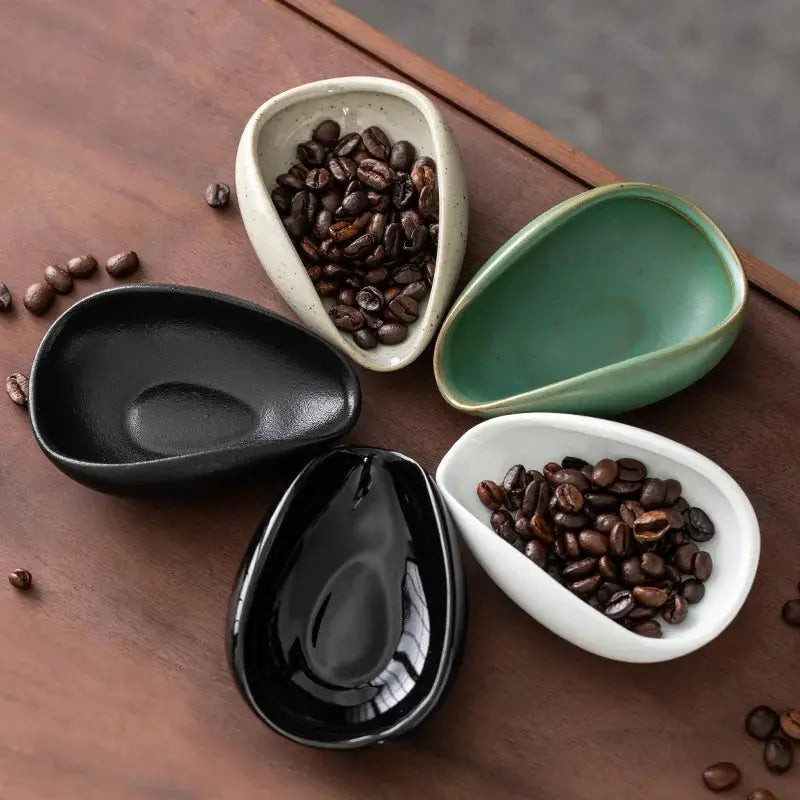 Ceramic Coffee Bean Dosing Cup Tray - Pottery Espresso Scoop for Precision Coffee Brewing-0