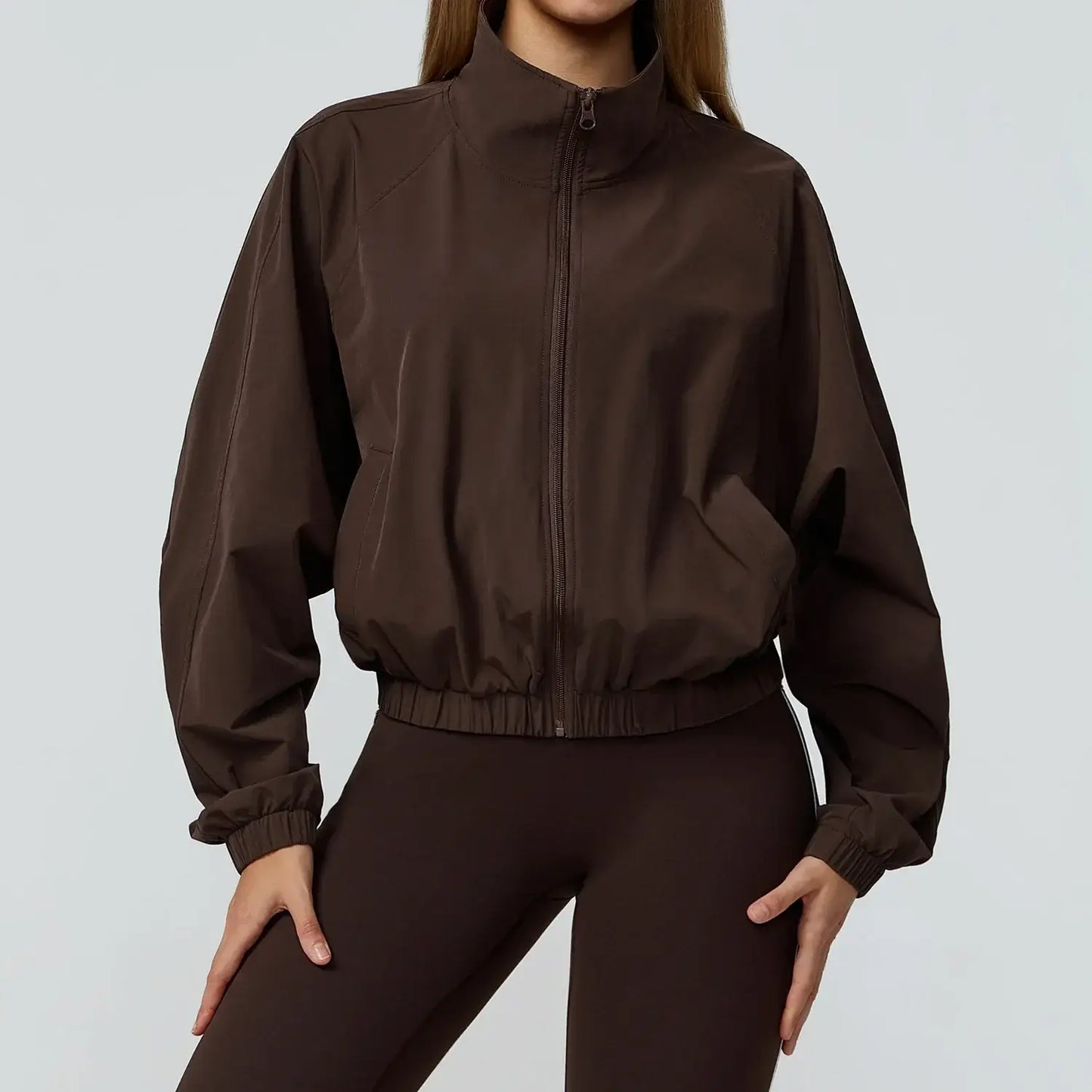 Gym & Fitness Jacket: Long Sleeve Yoga Top with Pockets