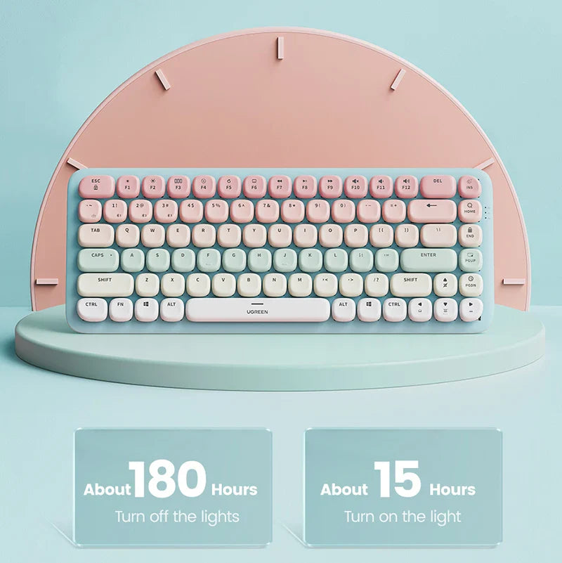 Pastel Pink & Green Wireless Keyboard