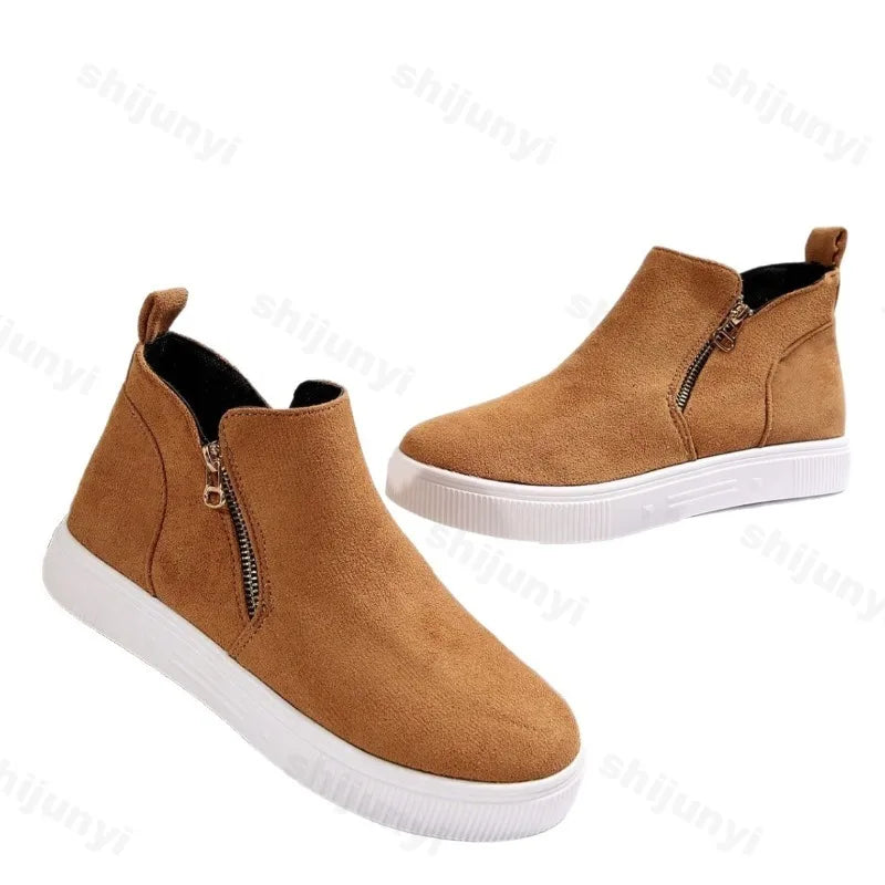 Large Size Women High Help Shoes 2025 Autumn Winter New Comfortable Fashion Non Slip Flats Outdoor Height Increase Casual Shoes