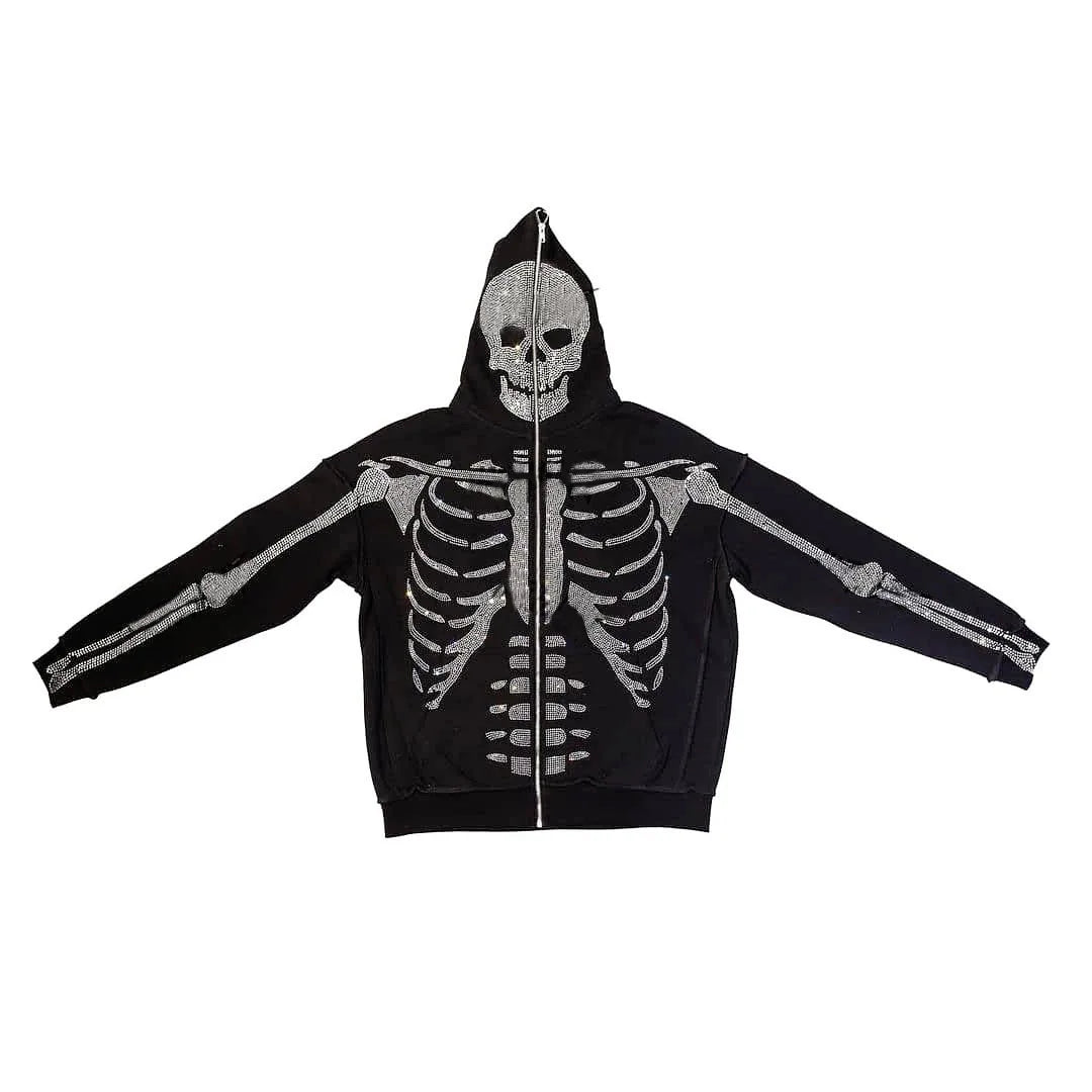 Skull Rhinestone Unisex Hoodie