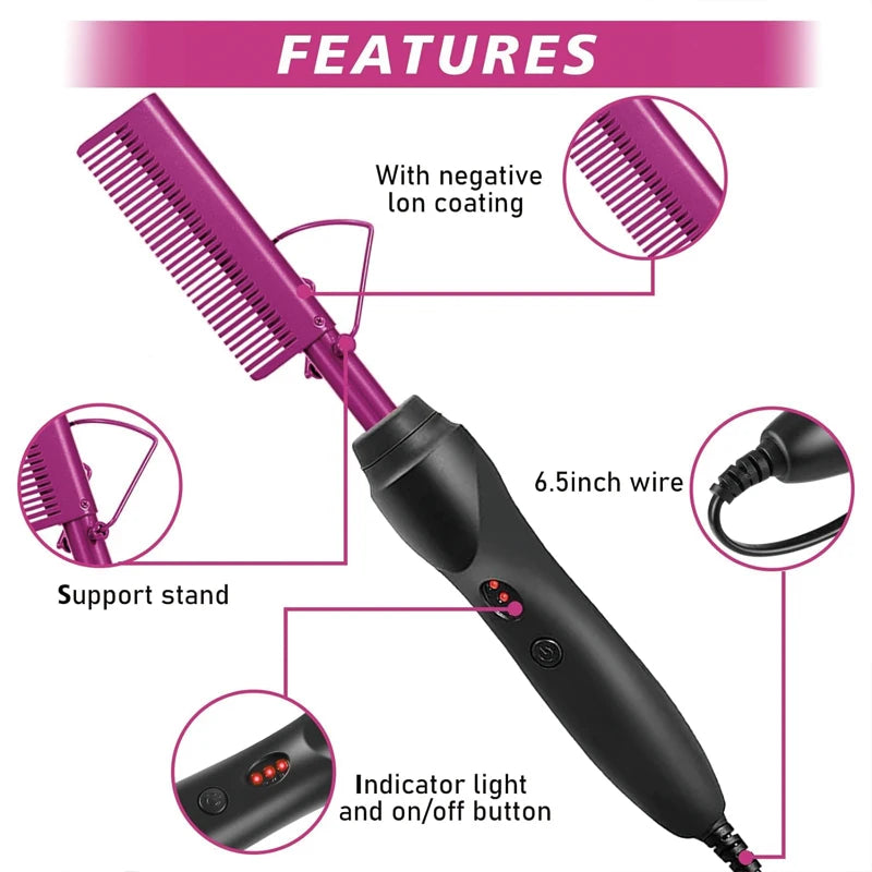 GOIPLE Electric Hot Comb Fast Heating Straightener Curling Iron Curler Brush Styling Tools for Hair Care Lace Wig Styling Set
