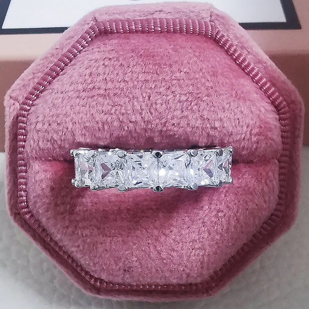 2022 Eternity Diamond Ring 925 Sterling silver Engagement Wedding Band Rings for Women Men Promise Birthday Party Jewelry Gift